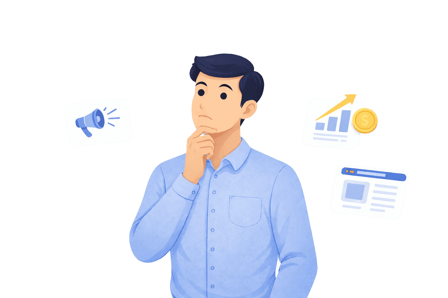Persona evaluando qué plan de marketing digital elegir para su negocio