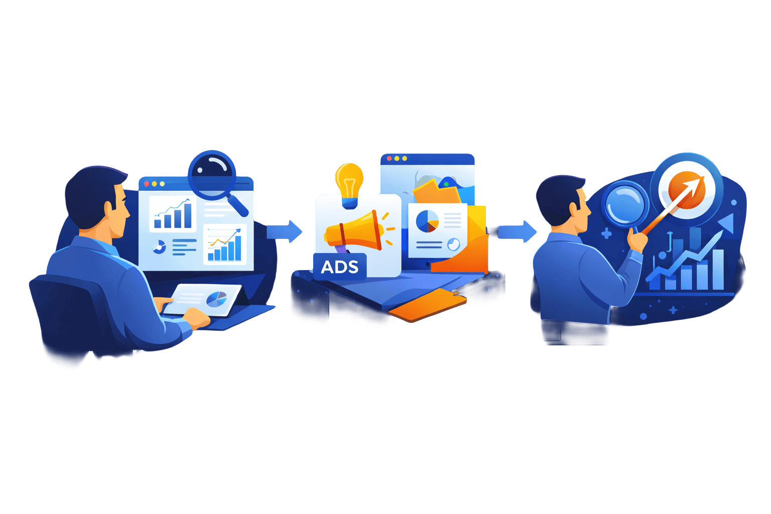 Proceso de marketing digital para generar clientes potenciales mediante análisis, estrategia y optimización continua